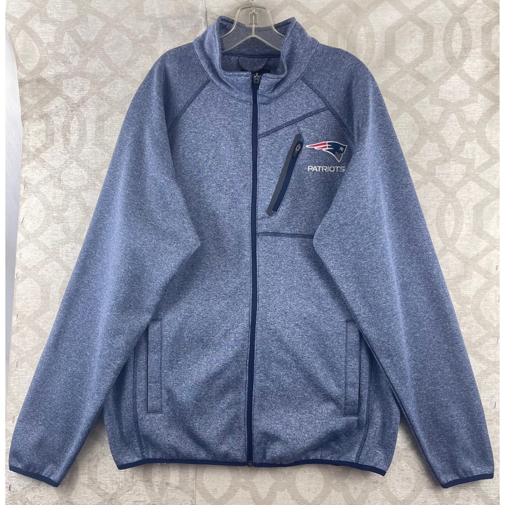 G-III NFL New‎ England Patriots Mens Large Full Zip Fleece Jacket Heather Blue